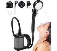 Letnerny-Douche Portable Camping,Pompe Rechargeable Avec Affichage Numérique Intelligent Avec Affichage Led,Pommeau De Douche Réglable,Pommeau De Douche Avec Seau Pliable Pour Camping Randonnée