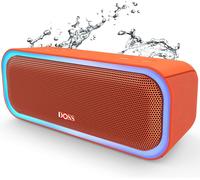 LETNERNY-Enceinte Bluetooth, Haut Parleur Portable Sans Fil Avec Bass Puissantes, Étanche Ipx6, Lumières Multicolores,Autonomie 20H, Double Appairage Stéréo, Orange