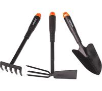 LETNERNY-Ensemble De Outils De Jardinage À Main En Acier - 3 Pièces - Transplantoir - Râteaux - Serfouette - Kit De Outils De Jardin Pour Creuser Désherber Planter Des Plantes Et Fleurs