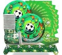 Letnerny-Ensemble De Vaisselle De Fête Sur Le Thème Du Football, Comprend 20 Assiettes De 17,8 Cm, 20 Gobelets De 9 Oz, 20 Serviettes Et 1 Nappe Pour Décoration D'anniversaire D'enfant