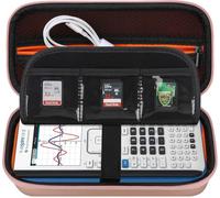 LETNERNY-Étui Pour Ti - Nspire Cx Ii Cas/Cx Ii/Cx/Cx Cas Coloré Dessin Calculatrice Housse De Téléphone Avec Poche Zippée Supplémentaire Pour Câble De Charge, Chargeur, Manuel, Or Rose