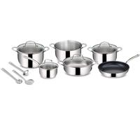 Letnerny-Evelia Batterie De Cuisine En Acier Inoxydable 18/10 Pour Induction, Gaz Et Four, 13 Pièces, 4 Marmites, Casserole, Poêle Antiadhésive, Louche, Écumoire, Cuillère À Spaghetti, 4 Couvercles