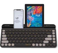 LETNERNY-Fbk30 Clavier Sans Fil Multi-Appareils Quietkey 2.4G Et Bluetooth Double Mode, Jusqu'À 4 Appareils, Portable Avec Support Intégré Pour Mac Ios, Windows Android (Cassis)
