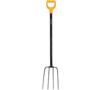 LETNERNY-Fourche À Compost Avec 4 Dents, Longueur 126 Cm, Dents En Acier De Qualité/Manche En Plastique Renforcé De Fibres De Verre, Noir/Orange, Solid, 1070674