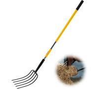LETNERNY-Fourche De Jardin À 5 Dents, Fourche À Foin Avec Manche En Fibre De Verre, Longueur Totale 145 Cm, Pour Déplacer Paille, Ramasser Foin, Manipuler Tas De Feuilles, Non Conçu Pour Creuser Bêch