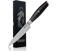 Letnerny-Fujiko Black - Couteau Universel 12cm Lame Lame San Mai 3 Couches 10cr Au Carbone Manche Pakkawood