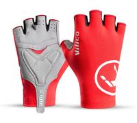 Letnerny-Gants De Cyclisme Pour Hommes Half Finger Avec Protection Du Poignet, Gants De Cyclisme Respirants Avec Rembourrage Rouge Large