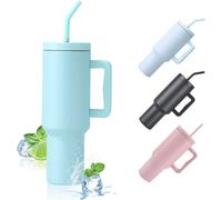 Letnerny-Gobelet De 40 Oz Avec Poignée Et Couvercle Double Paroi Emballé Sous Vide Réutilisable Isolé En Acier Inoxydable Bouteille Deau Tasse De Voiture Tasse De Voyage Bleu Clair