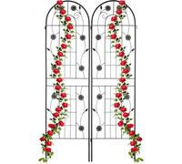 LETNERNY-Grilles Tuteur Plantes, Set De 2, Hxl 180X50 Cm, Treillis Autonome Pour Fleurs, À Planter, En Métal, Noir