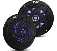 LETNERNY-Haut-Parleurs Marine - Enceintes Extérieurs 2 Voies - Système Audio Stéréo Résistant À L'Eau Et Aux Intempéries - Haut-Parleur Marin Étanche - Avec Lumières Led -180 Watts - Lot De 2 - Noir