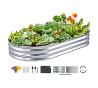 Letnerny-Jardinière 182,5x92,5x28 Cm Lit De Jardin Surélevé En Métal Galvanisé Bac De Plantation Avec Base Ouverte Pour Cultiver Fleurs Végétaux Herbes Plantes Grasses Jardin Terrasse Patio Balcon Ar