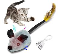 LETNERNY-Jouet Électrique Pour Chat - Souris De Jeu Électrique Avec Queue En Plumes - Avec Câble Usb - Pour Le Parcours Et L'Ennui