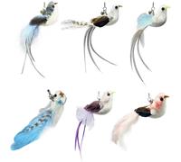 Letnerny-Jouets En Plumes De Chat,6 Pièces,Recharges De Jouets En Plumes Naturelles Pour Chat Et O Au Avec Cloches Pour L'exercice De Chasse Au Chat