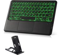 LETNERNY-K12 Clavier Bluetooth Avec Touc ad 11 Couleurs Rétro-Éclairé Espagnol Layout Bluetooth 3.0 Rechargeable 650Mah Compatible Avec Windows/Android/Ios (Téclat Avec Support)