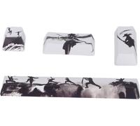 LETNERNY-Keycaps, 4Pcs Diy Keycaps Kit Pbt Cartoon Pattern Five Sides Sublimation Custom Keycap Space/Esc/Enter/Numpad Enter Keycap Pour Clavier Mécanique