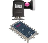 LETNERNY-Kit Commutateur Multiple 5/16 + Lnb Grundig Quad ¿ 16 Participants 1 Matrice Satellite, Commutateur Multiple Pour Antenne Satellite, Tv Numérique Hdtv 4K 8K, Système Satellite, Récepteur,