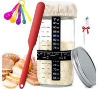 Letnerny-Kit De Démarrage Au Levain, 730ml Kit Pour Faire Du Pain, Avec Spatule, Thermomètre, Ferraille, Housse En Tissu, Couvercle En Métal, Cuillère À Mesurer, Pour Amateurs Et Pros(12 Pièces)