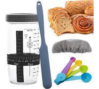 Letnerny-Kit De Démarrage Au Levain, Kit De Pot Pour Levain De 650ml, Kit De Pot De Levain Avec Spatule, Couvercle En Tissu Cousu, Fournitures De Cuisson Du Pain Au Levain Pour La Cuisson Du Pain Au
