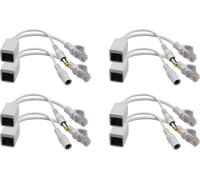 LETNERNY-Kit D'Injecteur Poe Passif Et Répartiteur Poe Avec Ethernet Rj45 Et Alimentation Via Dc 5,5 X 2,1 Mm Connecteur F/M Blanc 4 Paires