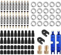 Letnerny-Kit Réparation Noyau Valve, Comprend Noyaux Valve En Laiton, Capuchons, Outils Retrait, Clés, Convertisseurs & Écrous Kit Réfection Pneu Vélo Compatible Avec Presta & Schrader Pour Vélos Rou