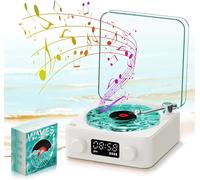 LETNERNY-Le Lecteur Vinyle Waves Haut-Parleur Portable En Vinyle Avec Éclairage Ambiant Rvb, Platine Vinyle Rétro 5 W 1500 Mah Avec Bruit Blanc, Bluetooth, Tf, Mode Aux (Vert Clair)