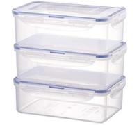 Letnerny-Lock & Lock Lot De 3 Boîtes De Conservation Empilables En Plastique Transparent De Qualité Supérieure, Sans Bpa, Anti-Fuite, Rectangulaires, 3 X 1 L