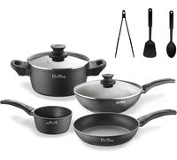 Letnerny-Lot De 10 Casseroles Energy, Aluminium Forgé, Intérieur Antiadhésif, Adapté À L'induction