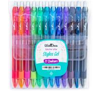 Letnerny-Lot De 12 Stylos Couleurs À Pointe Fine Stylo Gel Acrylique, Feutre Gel Pen Rétractable ¿ Encre Séchage Rapide, Anti-Bavure, Sans Transfert ¿ 0,5 Mm