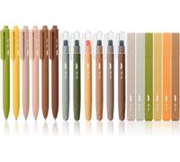 Letnerny-Lot De 18 Surligneurs Esthétiques Et Stylos Gel, Ton Terre Et Couleur Vintage, Sans Bavure