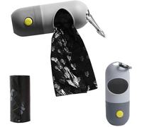 Letnerny-Lot De 2 Distributeur De Sacs À Déjections Canines, Support De Sacs À Déjections Canines Avec Lampe De Poche Led, Distributeur Sac A Crottes Chien, Avec 15 Sacs A Déjections Canines (Gris)