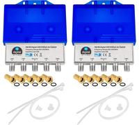 LETNERNY-Lot De 2 Interrupteurs D qc Hq 4/1 Avec Boîtier De Protection Contre Les Intempéries 4X Sat Lnb 1 Récepteur Pour Full Hdtv 3D 4K Uhd + 10 Fiches F Plaquées Or