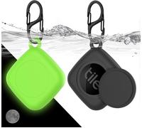 LETNERNY-Lot De 2] Support Pour Tile Mate (2022), Silicone Gps Tracker Support Étanche Caché, Avec Porte-Clés, Convient Pour Clés, Portefeuille, Bagages (Noir + Vert)