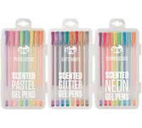 Letnerny-Lot De 3 Ensembles De 8 Stylos À Encre Gel Parfumés, Fluorescents, Pailletés Et Pastelicieux, 24 Stylos À Encre Gel Liquide Parfumés Fruités Avec Étui De Transport Couleurs Fluo Amusantes