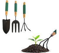 LETNERNY-Lot De 3 Outils De Jardin Avec Râteau Pour Ramasser Les Feuilles, Une Fourchette Pour Transplanter Des Fleurs Et Des Épées Pour Creuser Le Sol - Fabriqués En Matériaux Résistants Et Poignée