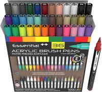 Letnerny-Lot De 36 Marqueurs À Peinture Acrylique À Pointe Pinceau Souple De 1 À 7 Mm Pour Lettrage, Peinture Sur Roche, Scrapbooks, Verre, Tasses, Bois, Métal, Tissu, Plastique Non Toxiques, À Base