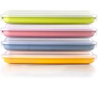 Letnerny-Lot De 4 Couvercles Pour Charcuterie Et Charcuterie, 4 Couvercles De 24,8 X 14,4 X 3,3 Cm, Plastique Sans Bpa, Réutilisable, Jaune, Rouge, Vert, Bleu