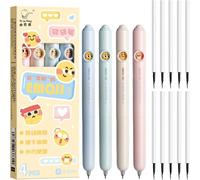 Letnerny-Lot De 4 Stylos À Encre Gel Rétractables - Motif Kawaii - 0,5 Mm - Encre Noire Lisse - Fournitures Pour Étudiantes - Pour Femme - Pour Écrire, Journal, Pr De Notes, École, Bureau