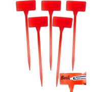 LETNERNY-Lot De 5 Panneaux De Plantes En Plastique Résistant Aux Intempéries Rouge 30 Cm
