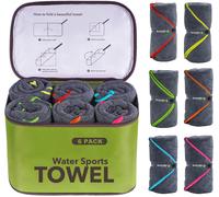 Letnerny-Lot De 6 Serviettes En Microfibre Avec Sac D'accessoires, Séchage Rapide Et Super Absorbantes Pour Extérieur, Gym,Camping, Randonnée, Voyage, Natation, Bain, Sport, 60 X 120 Cm, Armée Verte