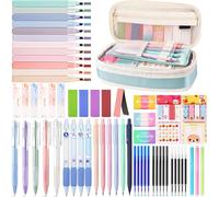 Letnerny-Lot De 62 Accessoires Scolaires Avec Trousse, 12 Surligneurs Pastel, 5 Stylos Gel, 6 Porte-Mines, 4 Stylos Effaçables, Aesthetic Stuff Clean Girl, Back To School Aesthetic, Office Essentials