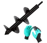 LETNERNY-Mèche Tarière Pour Perceuse Jardin Foreuse Ø 100Mm + Gants, Jardin Tarière Pour Perceuse Électrique, Outil De Plantation Pratique Pour Fleur Planter Des Arbres Arbustes