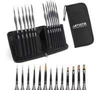 Letnerny-Miniature Painting Kit - (Set Of 13) Micro Detail Paint Brushes With Black Carrying Case For Painting Action Figures, Models, Nail Art, Fantasy Nails, Acrylic, Oil, Detail Art, Stained Glass