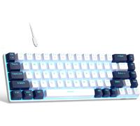 LETNERNY-Mk-Box Clavier De Jeu Mécanique Portable 60 % Rétroéclairé À Led Compact 68 Touches Avec Interrupteur Rouge Pour Ordinateur Portable Windows, Pc, Mac ¿ Blanc/Bleu