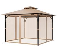 LETNERNY-Moustiquaire Tonnelle De 304,8X304,8X213,4 Cm, Moustiquaire Gazebo Extérieur, Avec Double Fermeture Éclair, Rideau De Tonnelle En Maille Anti-Moucherons Pour Jardin, Patio, Filet Uniquement