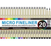 Letnerny-Muchcute Lot De 20 Stylos À Pointe Fine (12 Couleurs Et 8 Noirs) Encre Imperméable À L'eau Encre D'archivage Marqueurs Ultra Fins Pour Croquis, Croquis, Aquarelle, Zentangle