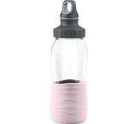 Letnerny-N31012 Drink2go Gourde En Verre Capacité 0,5 L Bouchon À Vis 100% Étanche/Hygiénique/Pur Manchon En Silicone Poudre Rose