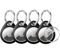 Letnerny-Pack De 4 Supports Apple Airtag [Maintient L'airtag En Toute Sécurité] [Installation Facile] [Design Parfait] Coque De Protection En Tpu Étanche Avec Anneau En Acier Inoxydable 304, Noir