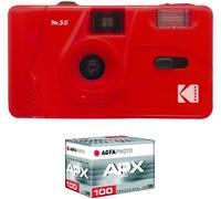 LETNERNY-Pack M35 Argentique + Pellicule 100 Asa - Appareil Photo Rechargeable 35Mm Scarlet, Objectif Grand Angle Fixe, V ur Optique , Flash Intégré + Pellicule Apx 100, 36 Poses