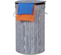 LETNERNY-Panier Bambou, Pliable, Corbeille Ronde, 65 L, Sac À Linge, Ø 40 Cm, Gris, Polyester
