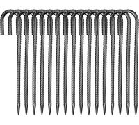 LETNERNY-Piquets D'Armature 40,6 Cm Piquets D'Ancrage Au Sol Crochet J Robuste En Acier Galvanisé, Lot De 16, Ancres De Sol Diamètre 10 Mm, Avec Pointe B autée, Pour Jardin, Clôtures, Tentes Camping